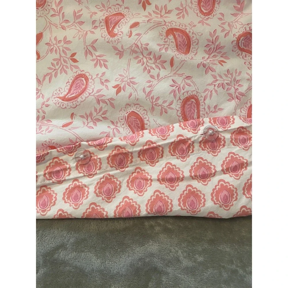 Pottery Barn Kids Twin Duvet Cover Set Pink Paisley Medallion Reversible Cotton